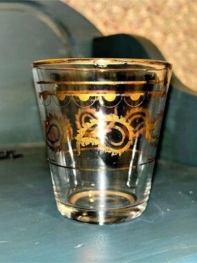 Vintage Culver Ltd. Paisley 22K Gold Rocks Glass lowball